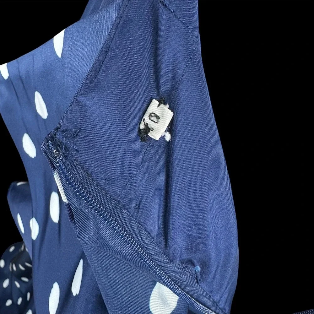 Sherri Hill Navy White Polka Dot Mermaid Skirt Ruffle‎ Bustle Back Maxi Size 0